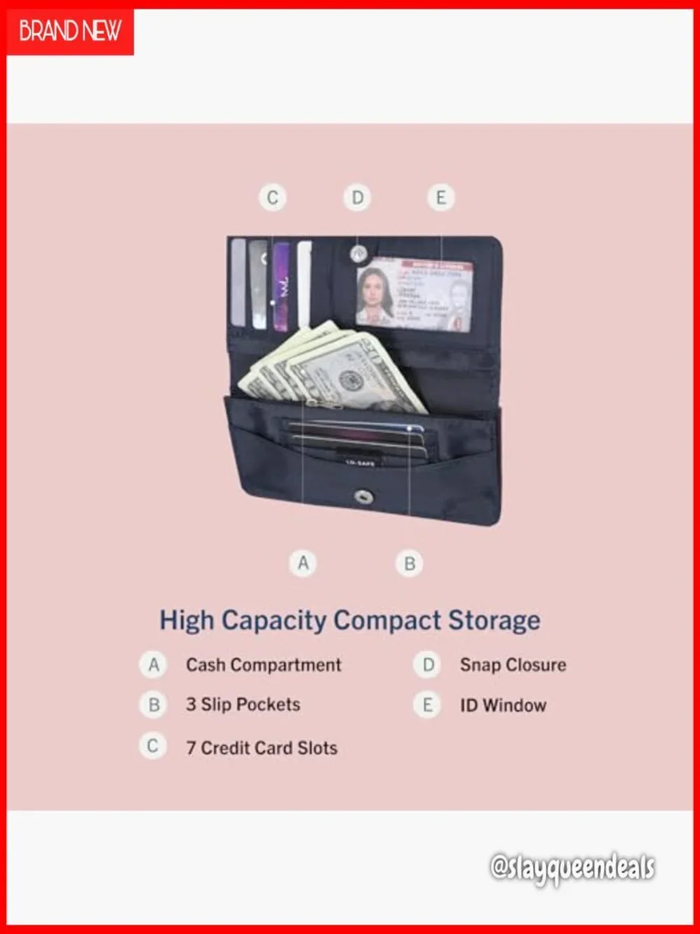 Slim RFID Blocking Wallet with Coin Purse and Phone Holder